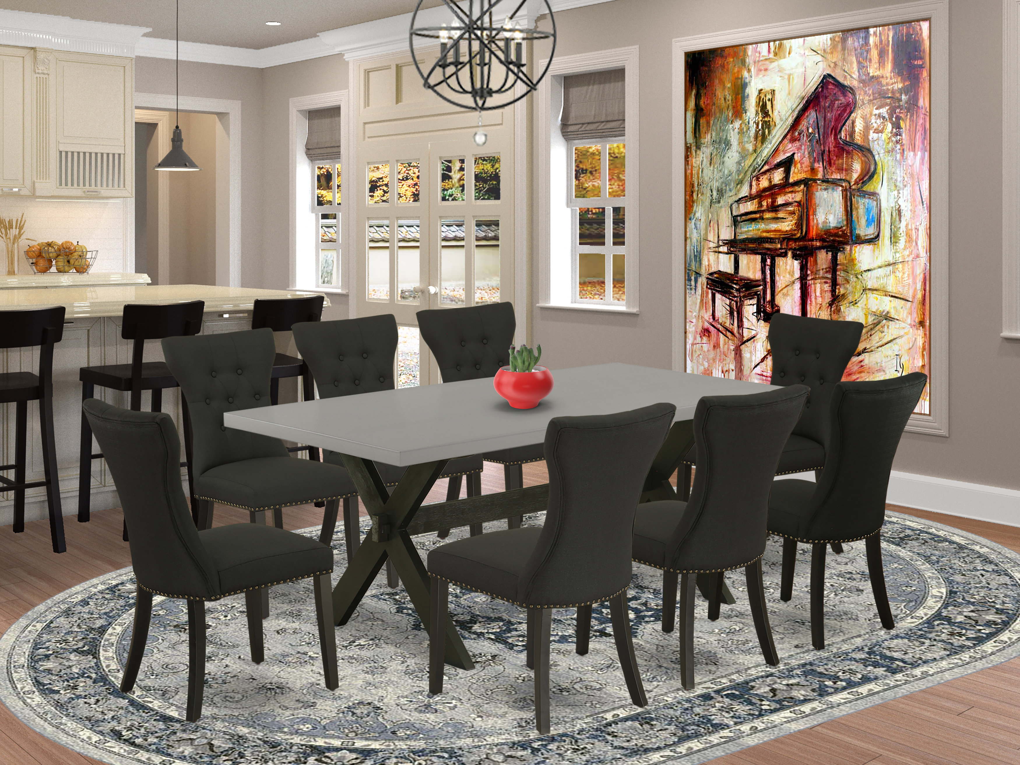 Winston Porter Aimiejit 8 Person Rubberwood Solid Wood Dining Set Wayfair